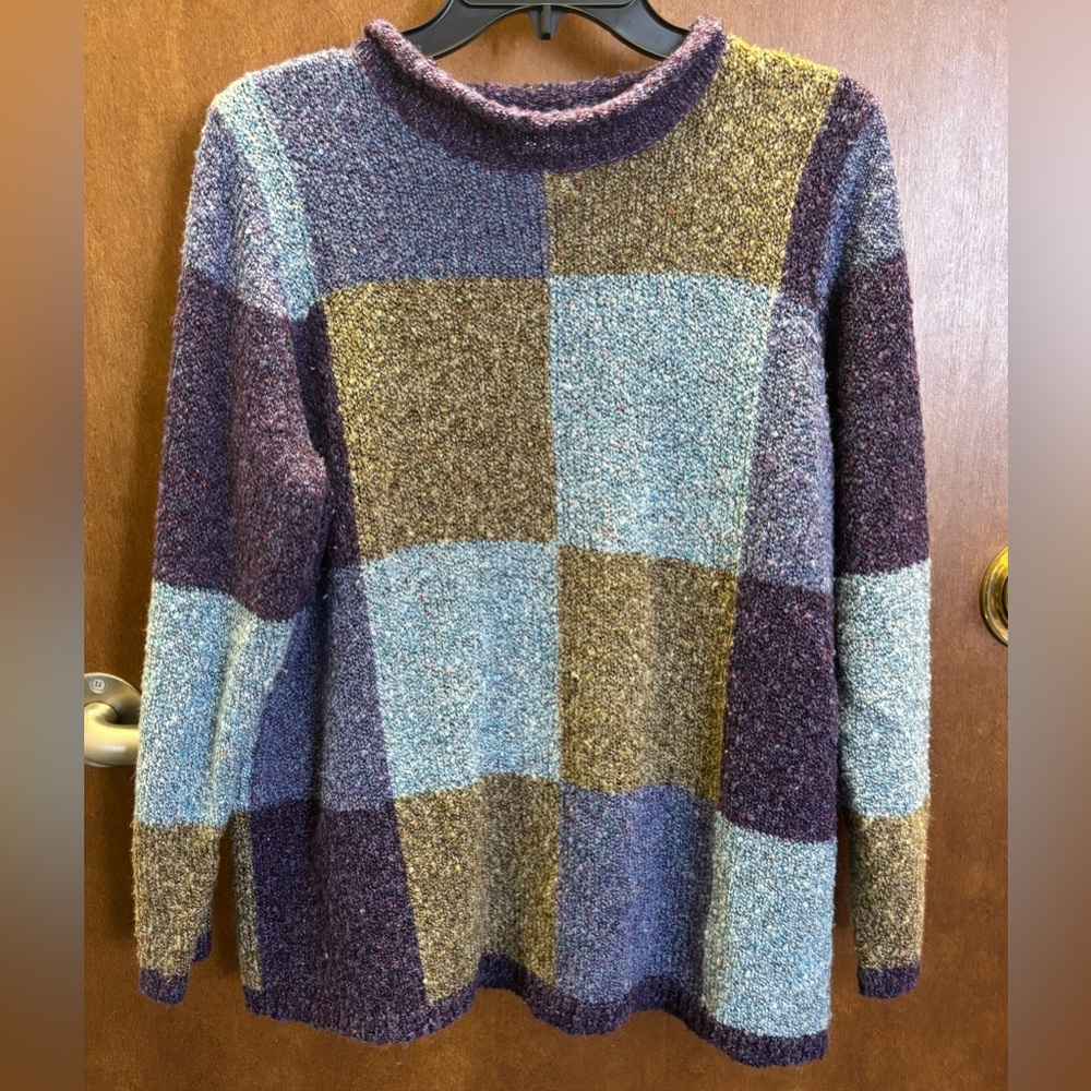 Fashion Bug Vintage Color Block High Neck Sweater